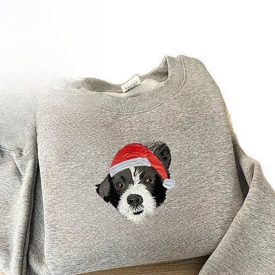 Custom Pet Portrait Embroidery Hoodie — Personalized, Minimal, Soft Fit