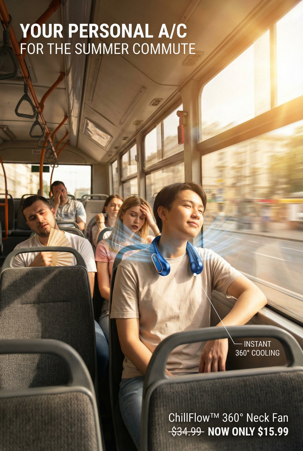 ChillFlow™ 360° Cooling Neck Fan - USB Rechargeable Wearable Fan