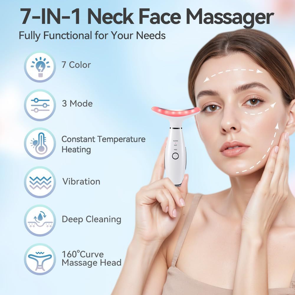 Dual-Function Facial & Neck Beauty Massager — Vibration Skincare Tool